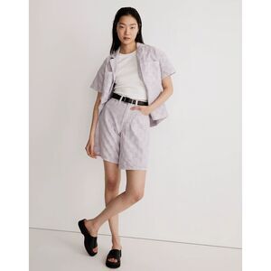 NWT Madewell Bermuda Shorts in Checkerboard Jacquard Women's 30 Color‎ Lavander